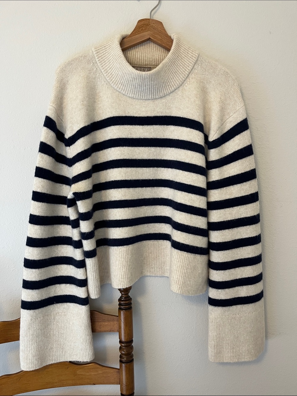 J. Crew Wide Sleeve Cropped Striped Sweater